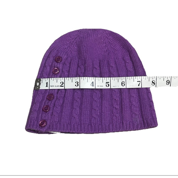 Women's Lauren Ralph Lauren Beanie Hat Purple One Size - Picture 3 of 4